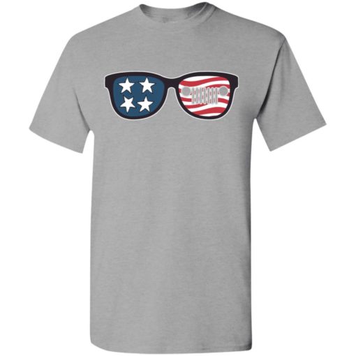 American flag and jeep sunglasses patriotic memorial 4th july gift t-shirt