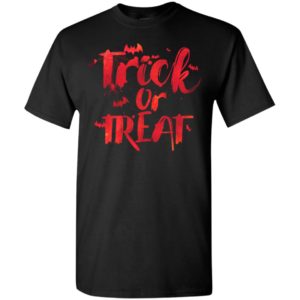 Trick or treat with bats red art funny halloween lover gift t-shirt