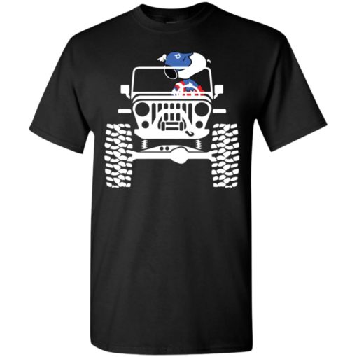 Captain snoopy drives jeep funny endgame parody avengers movie fans t-shirt