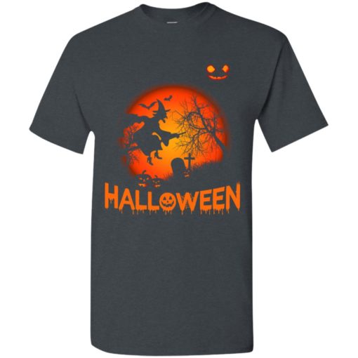Halloween gift – scary night witch flying broom pumpkin art t-shirt
