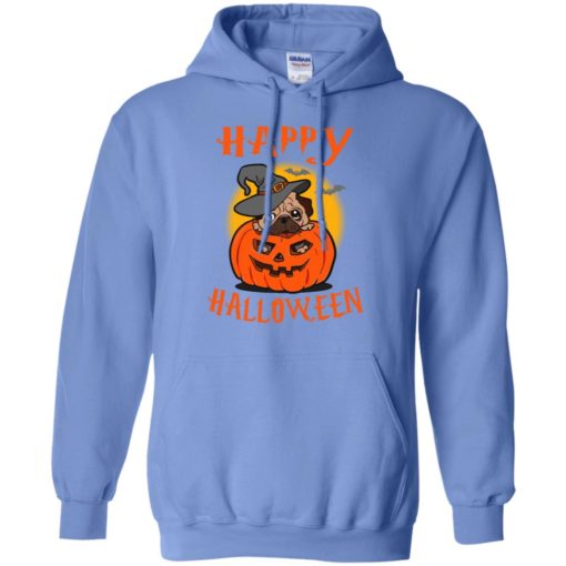 Happy halloween pug with pumpkin funny halloween gift dog lover hoodie