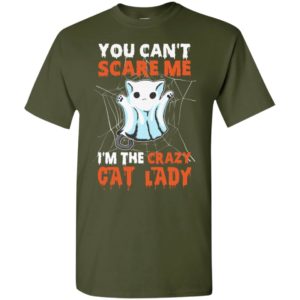 You can’t scare me i’m the crazy cat lady funny halloween cat lover gifts t-shirt
