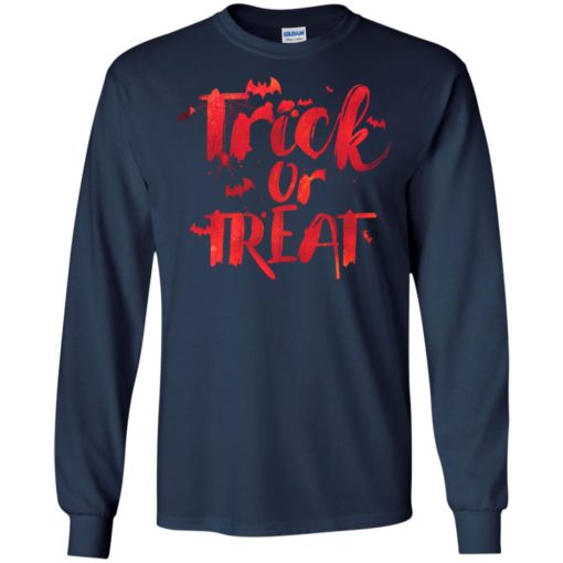 Trick or treat with bats red art funny halloween lover gift long sleeve
