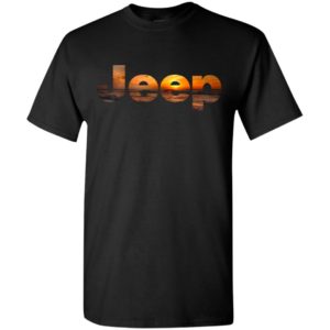 Jeep with sunset beach signseeing art cool jeep driver gift t-shirt